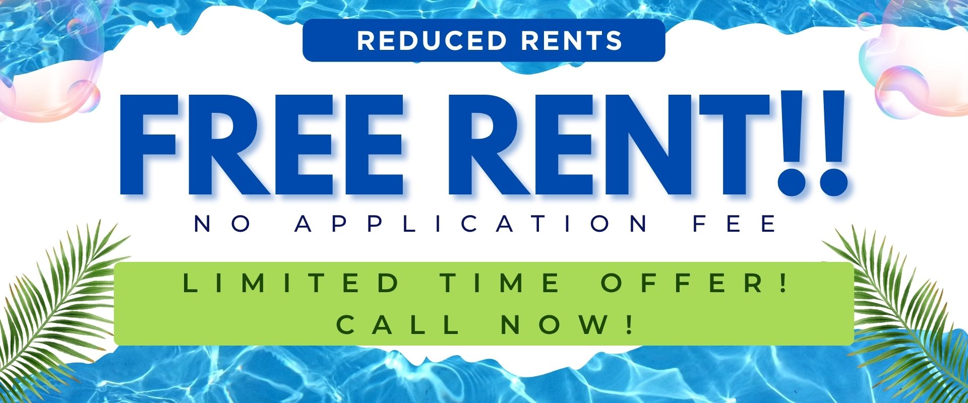 REDUCED RENTS - No application fee and free rent!!  Limited Time Offer! Call now!